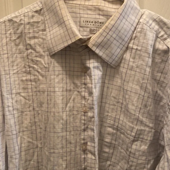 White and blue windowpane dress shirt (French Cuff) - Picture 4 of 4